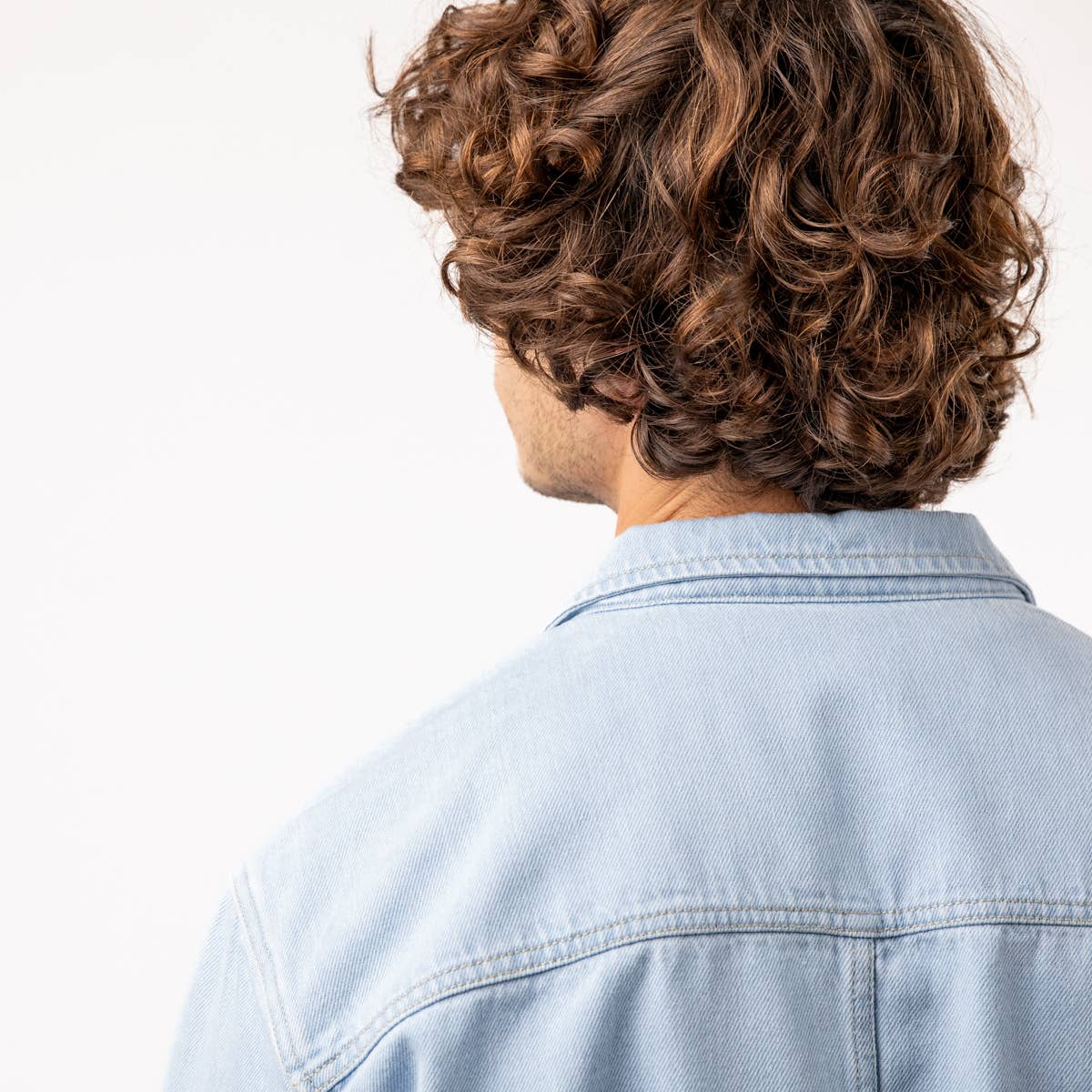 Overshirt in denim sbiancato azzurro chiaro