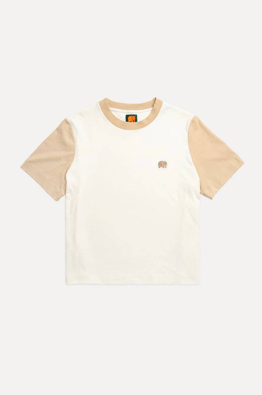 T-shirt donna color block naturale in cotone biologico