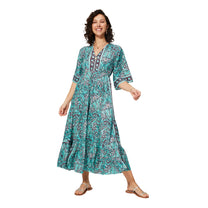 Abito estivo lungo boho con maniche a tre quarti