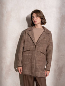 Cappotto midi effetto pelliccia a quadri
