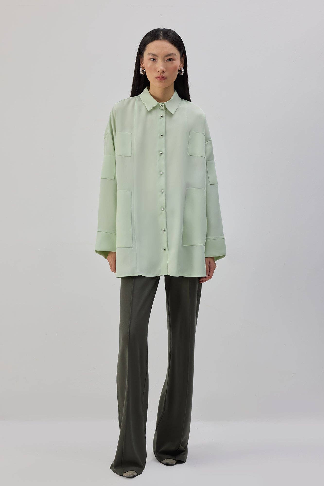 Camicia oversize in raso