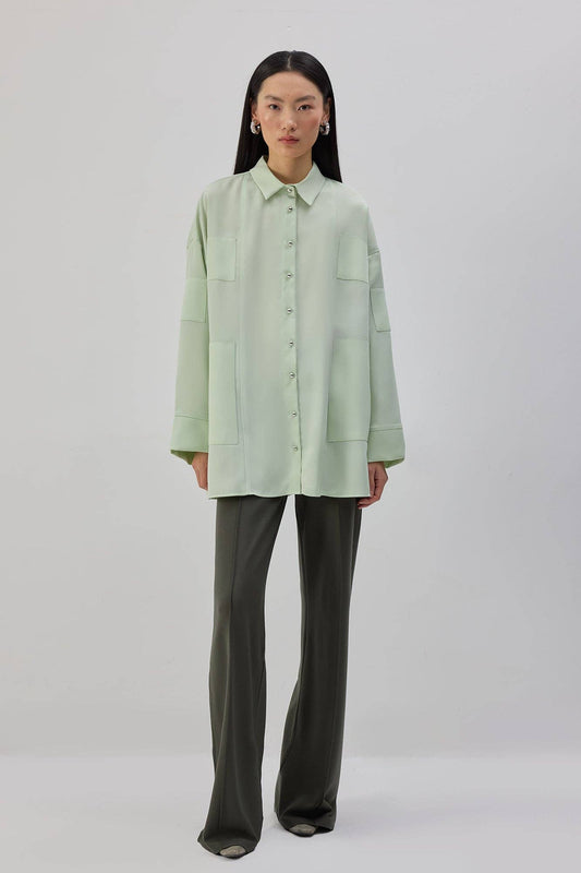 Camicia oversize in raso