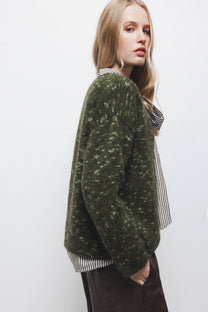 Maglione in maglia rasata con scollo a V