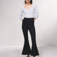 Pantaloni flare a vita alta con ricamo