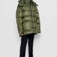 Piumino oversize Iconica verde militare con cappuccio rimovibile