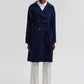 Trench coat rilassato con cintura effetto cupro blu navy