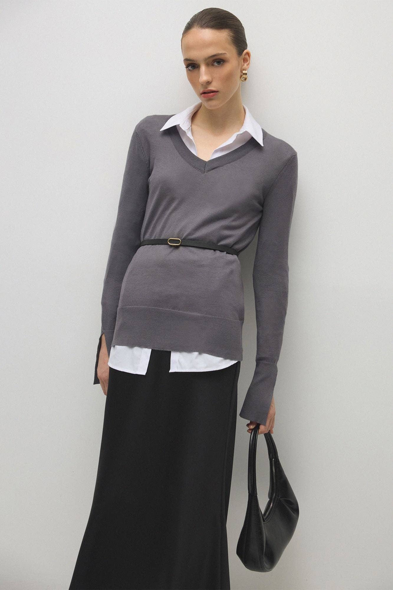 Blusa basic in maglia a trama morbida