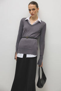 Blusa basic in maglia a trama morbida