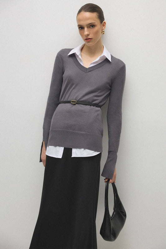 Blusa basic in maglia a trama morbida
