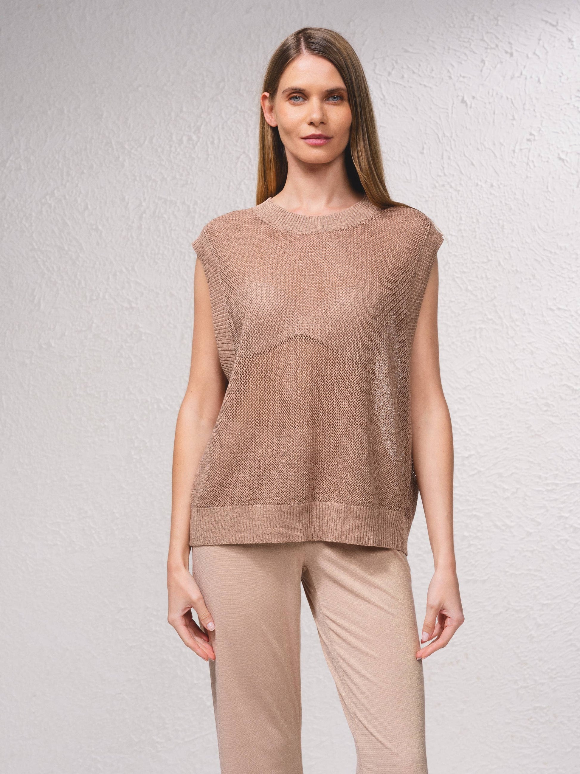 Maglione in maglia aperta laminata