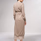 Cappotto lungo lucido con cintura