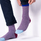Calzini a righe in cotone pettinato bordeaux e azzurro
