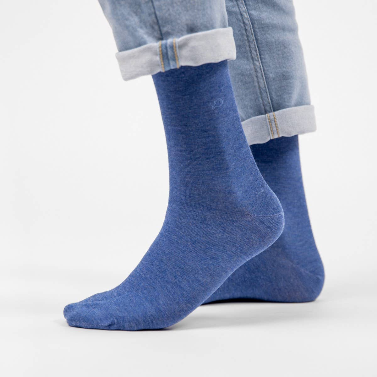 Calzini in bambù denim blu mélange a mezza gamba