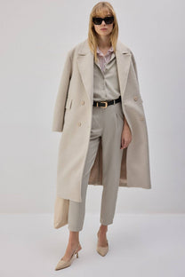 Pantaloni a pieghe eleganti color pietra
