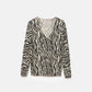 Maglione in maglia con motivo zebra e scollo a V