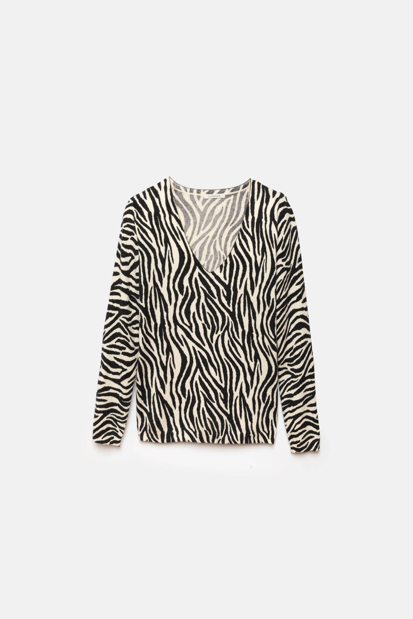 Maglione in maglia con motivo zebra e scollo a V