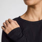 Maglia a Maniche Lunghe in Cotone Biologico a Costine Nera