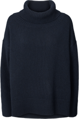 Maglione dolcevita in lana d’agnello blu notte