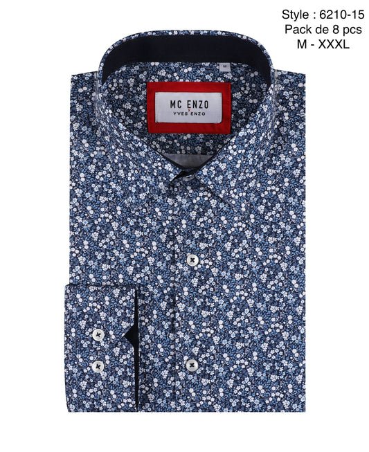 Camicia comfort fit a fiori stile Liberty blu navy