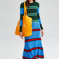 Abito lungo in maglia a righe multicolore