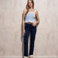 Jeans da donna a vita alta in denim blu