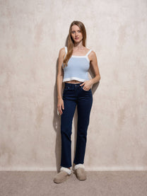 Jeans da donna a vita alta in denim blu