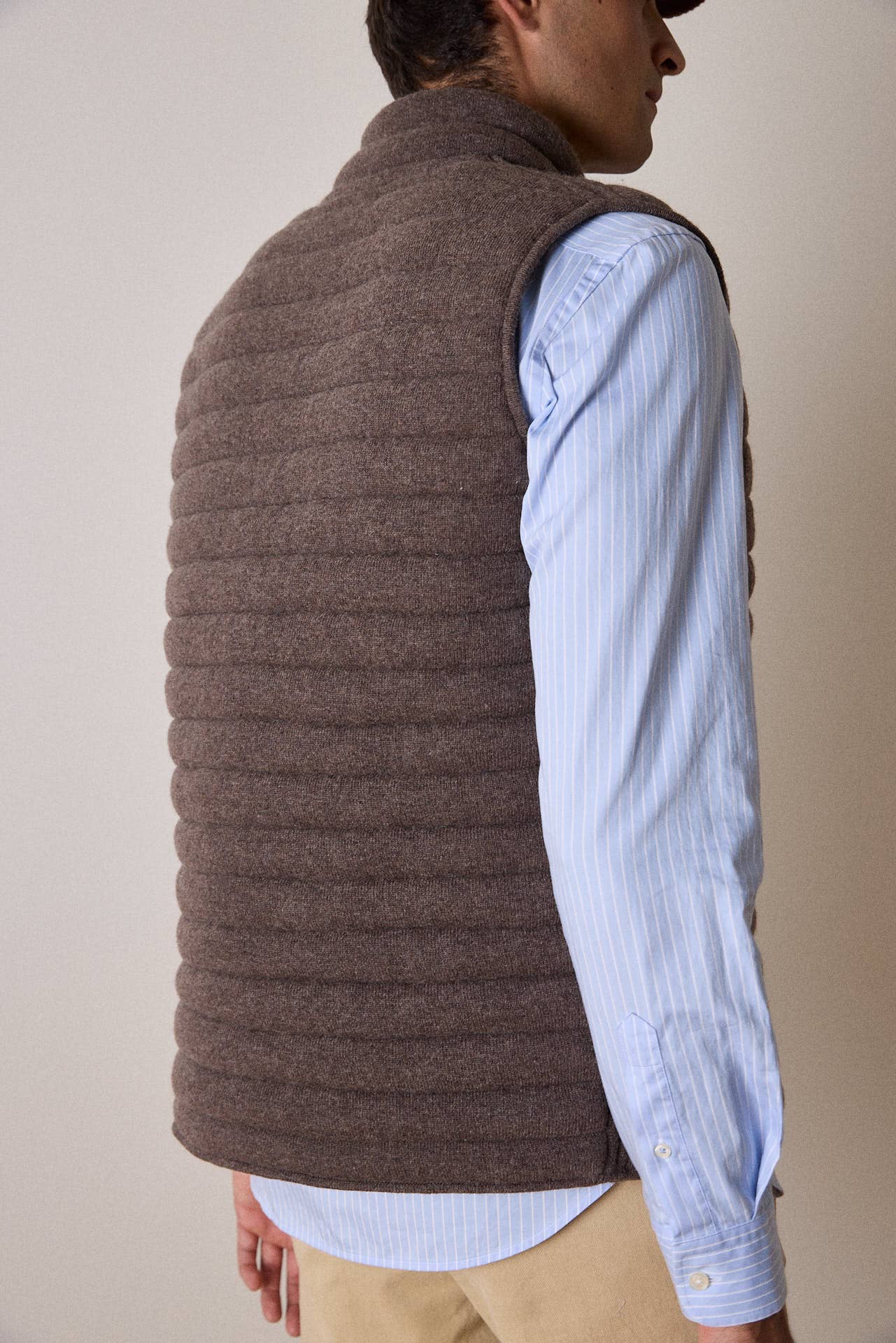 Gilet trapuntato uomo color terra