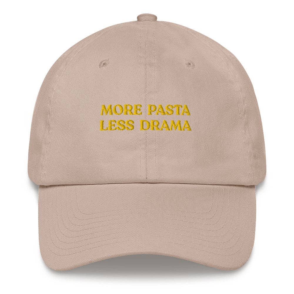 Cappellino ricamato "More Pasta Less Drama"