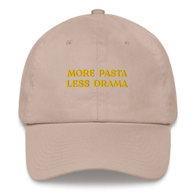 Cappellino ricamato "More Pasta Less Drama"