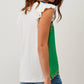 T-shirt multicolor con stampa catene e maniche volant