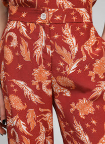 Pantaloni a vita alta terracotta con stampa frecce