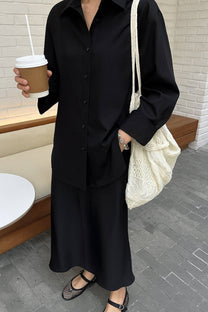 Camicia oversize nera dalla vestibilità comoda