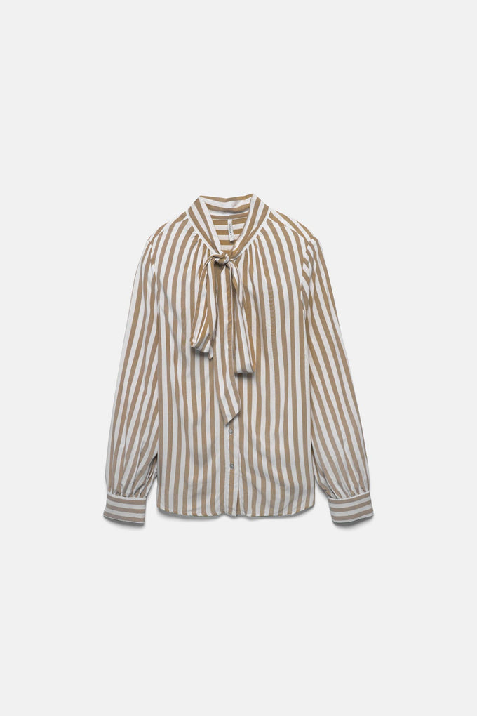 Camicia a righe con fiocco al collo
