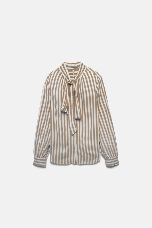 Camicia a righe con fiocco al collo