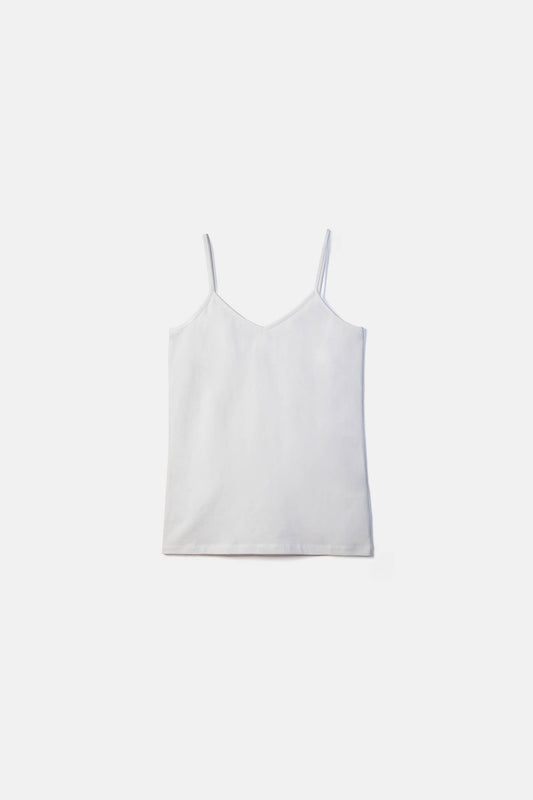 Top basic con scollo a V e spalline sottili