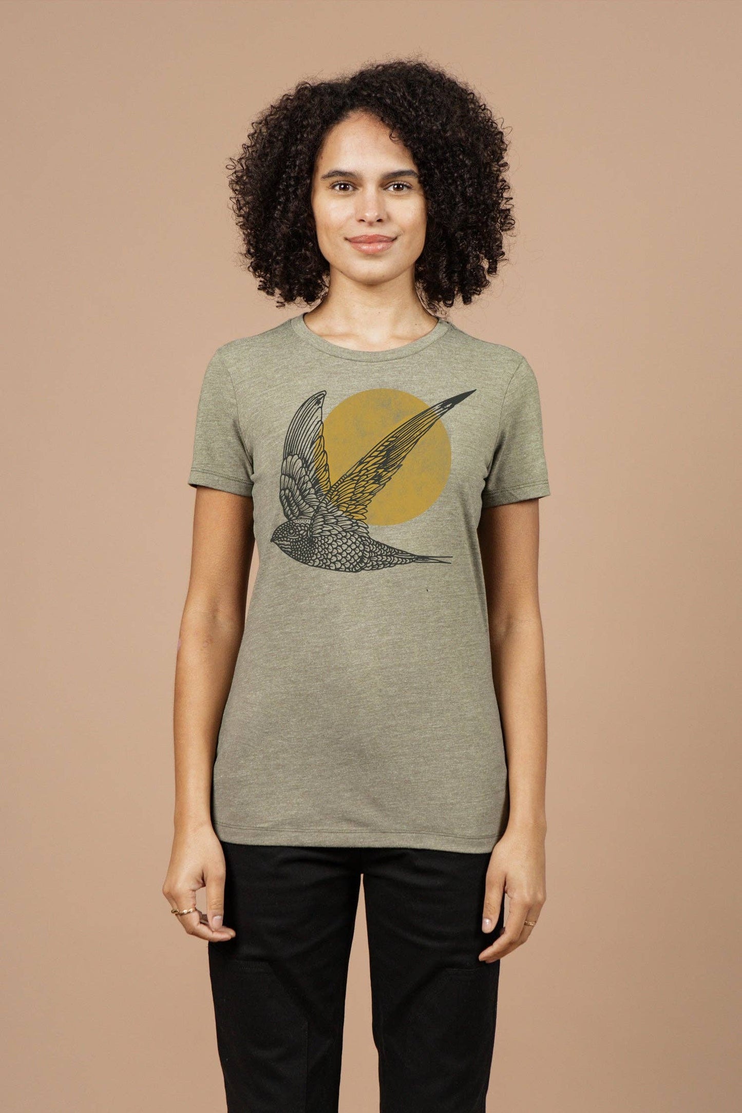 T-shirt donna Flown oliva in tessuto riciclato