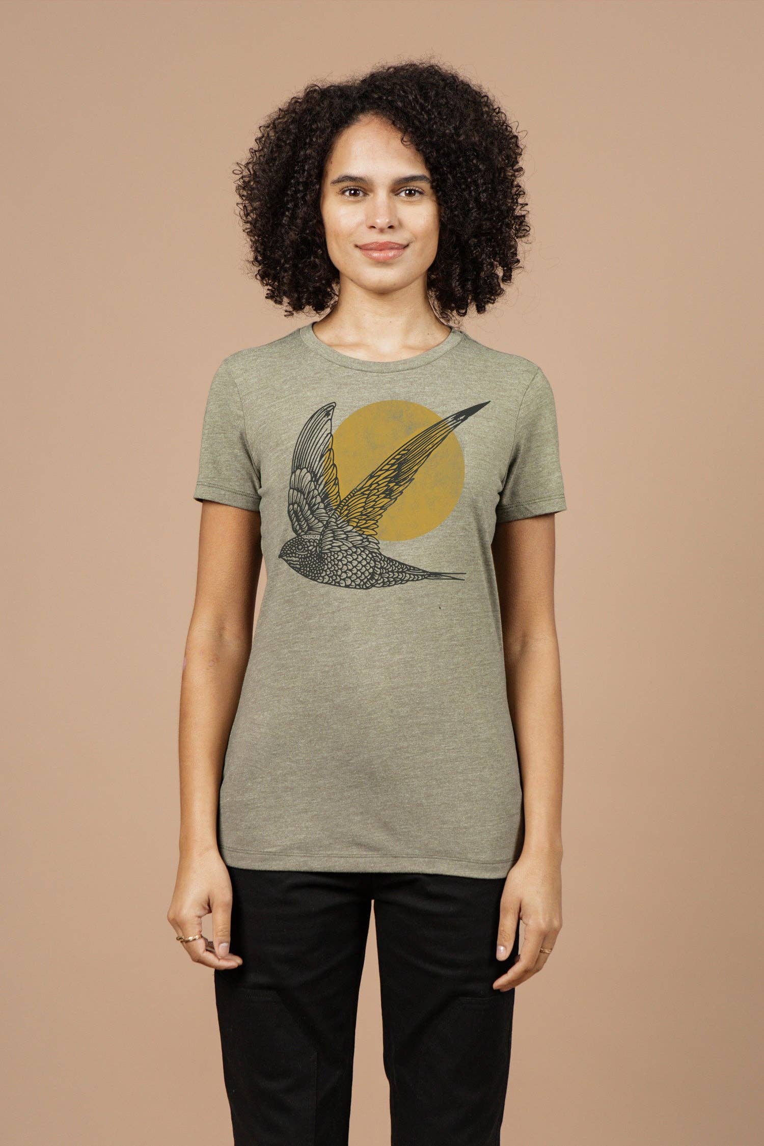 T-shirt donna Flown oliva in tessuto riciclato