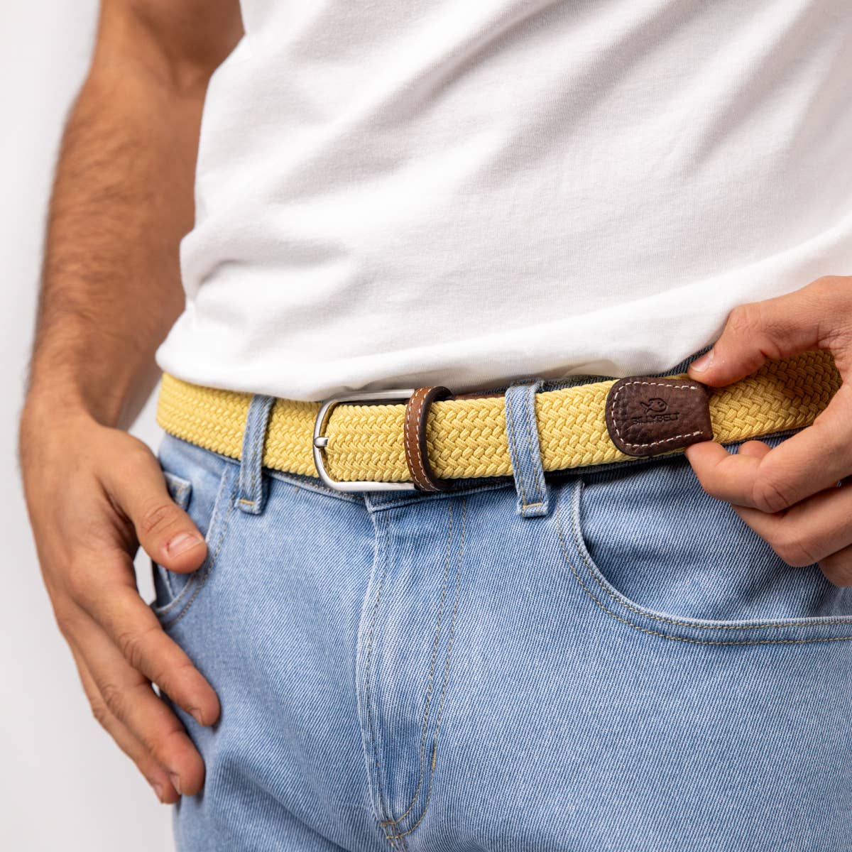 Cintura intrecciata elastica giallo topazio