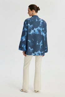 Camicia tie-dye in lino testurizzato