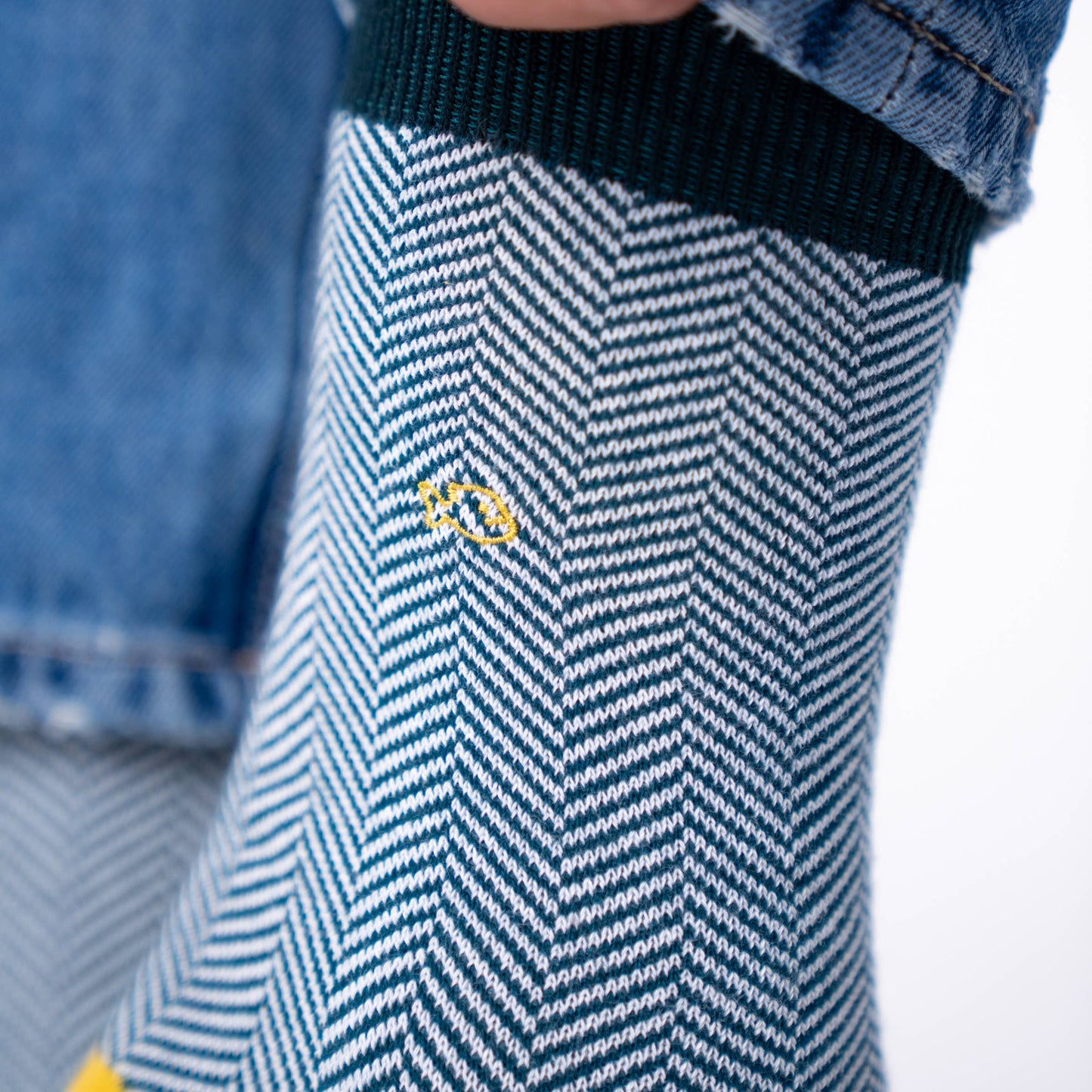 Calzini in cotone pettinato chevron smeraldo
