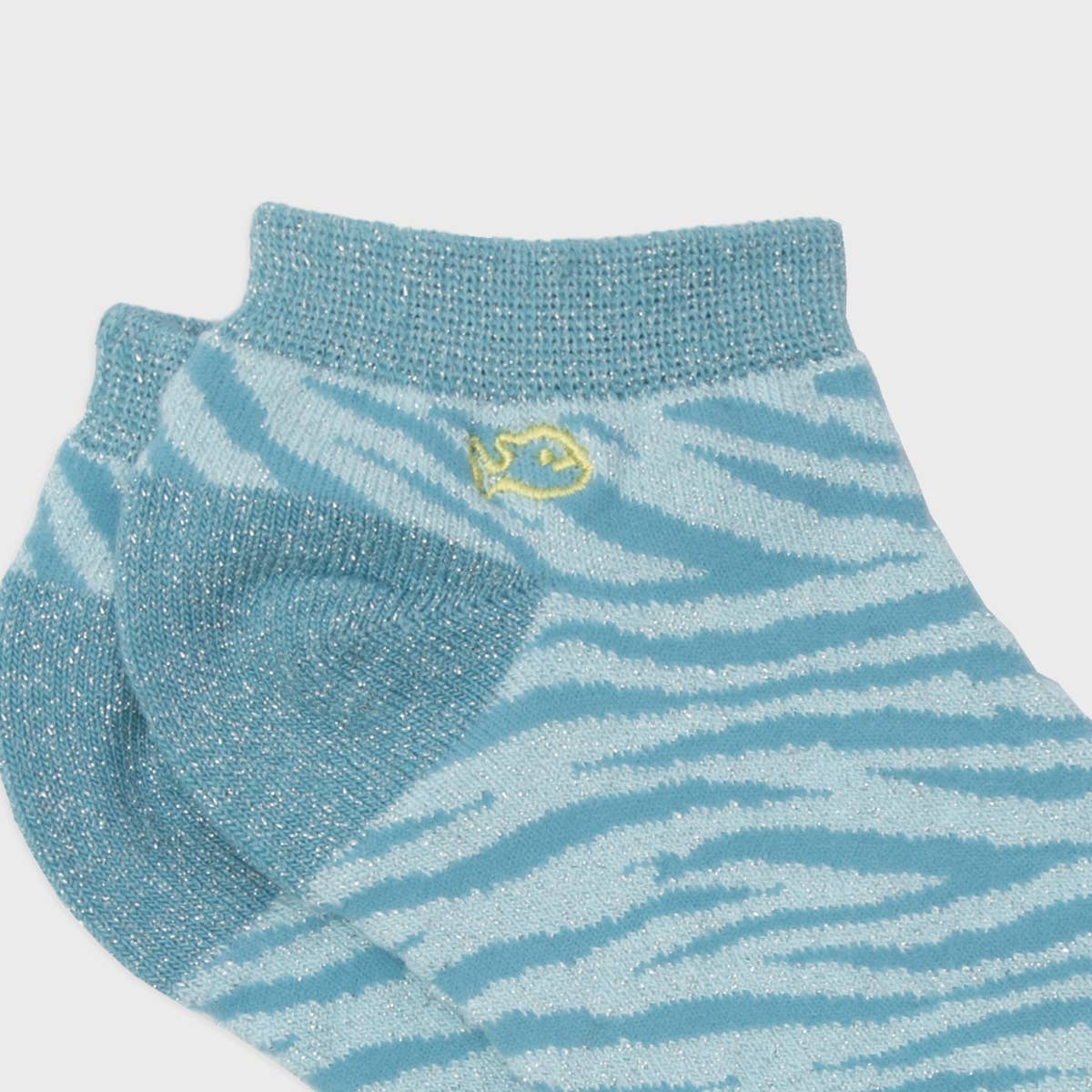 Calzini alla caviglia zebra in cotone pettinato blu