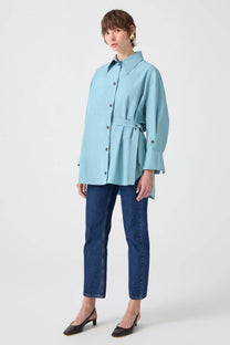 Camicia asimmetrica con cintura in misto cotone