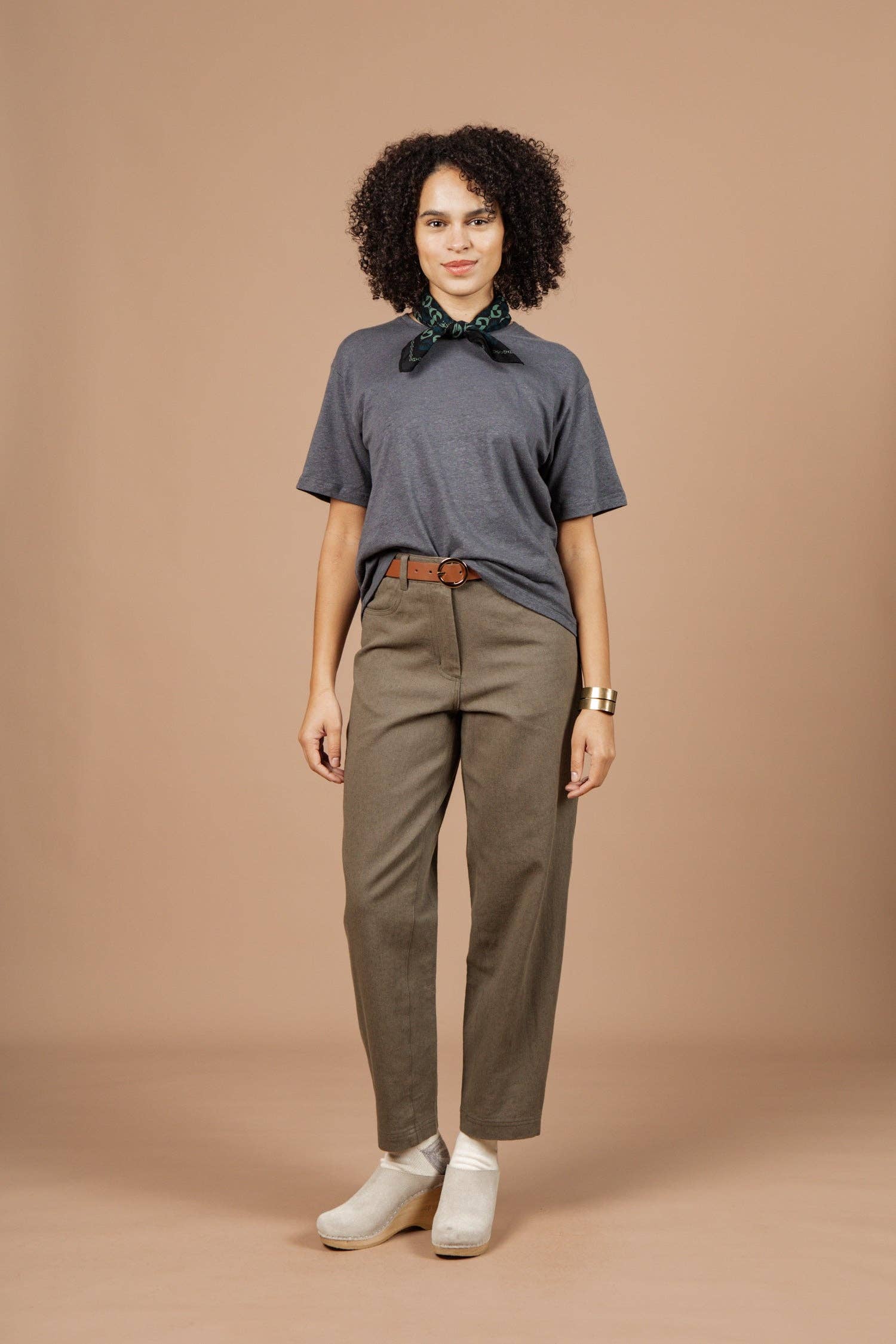 T-shirt boxy in canapa e cotone biologico grigio ardesia