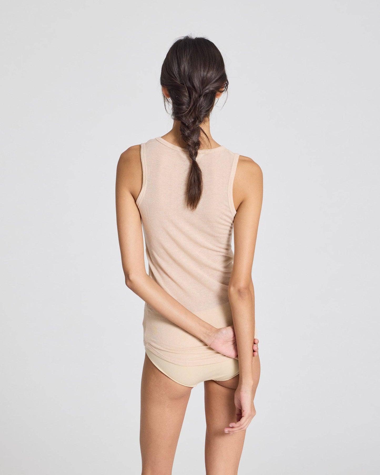 Top smanicato in lana Alberte color quercia