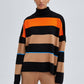Maglia tunica oversize a righe con collo alto