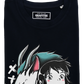 T-shirt unisex nera con stampa “La bambina, il drago e il fiore”
