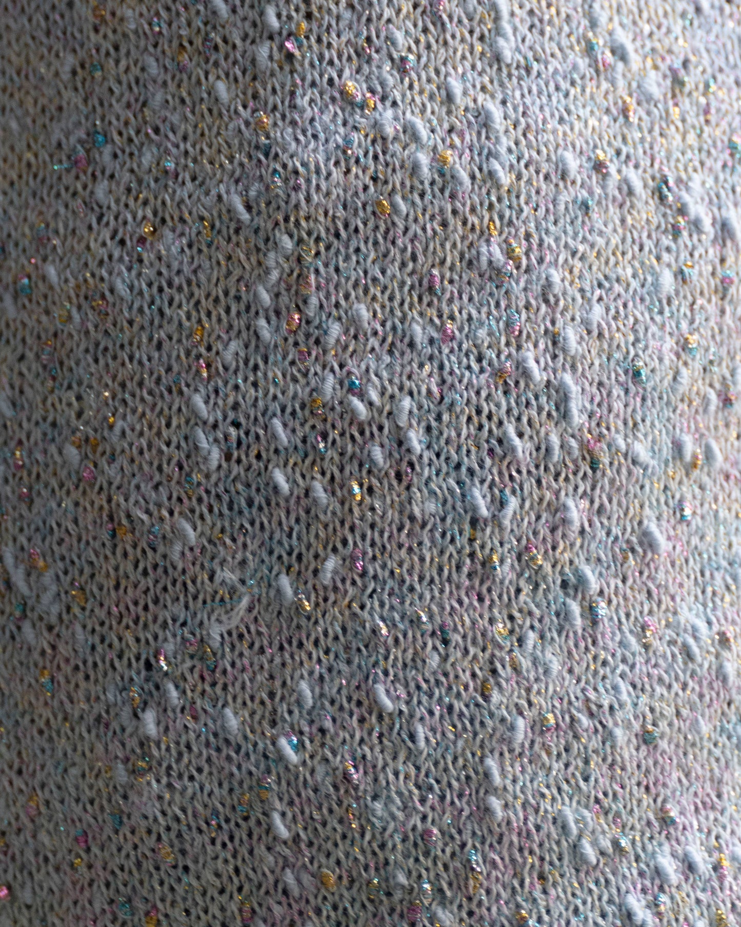 Gilet estivo smanicato effetto tweed glitter