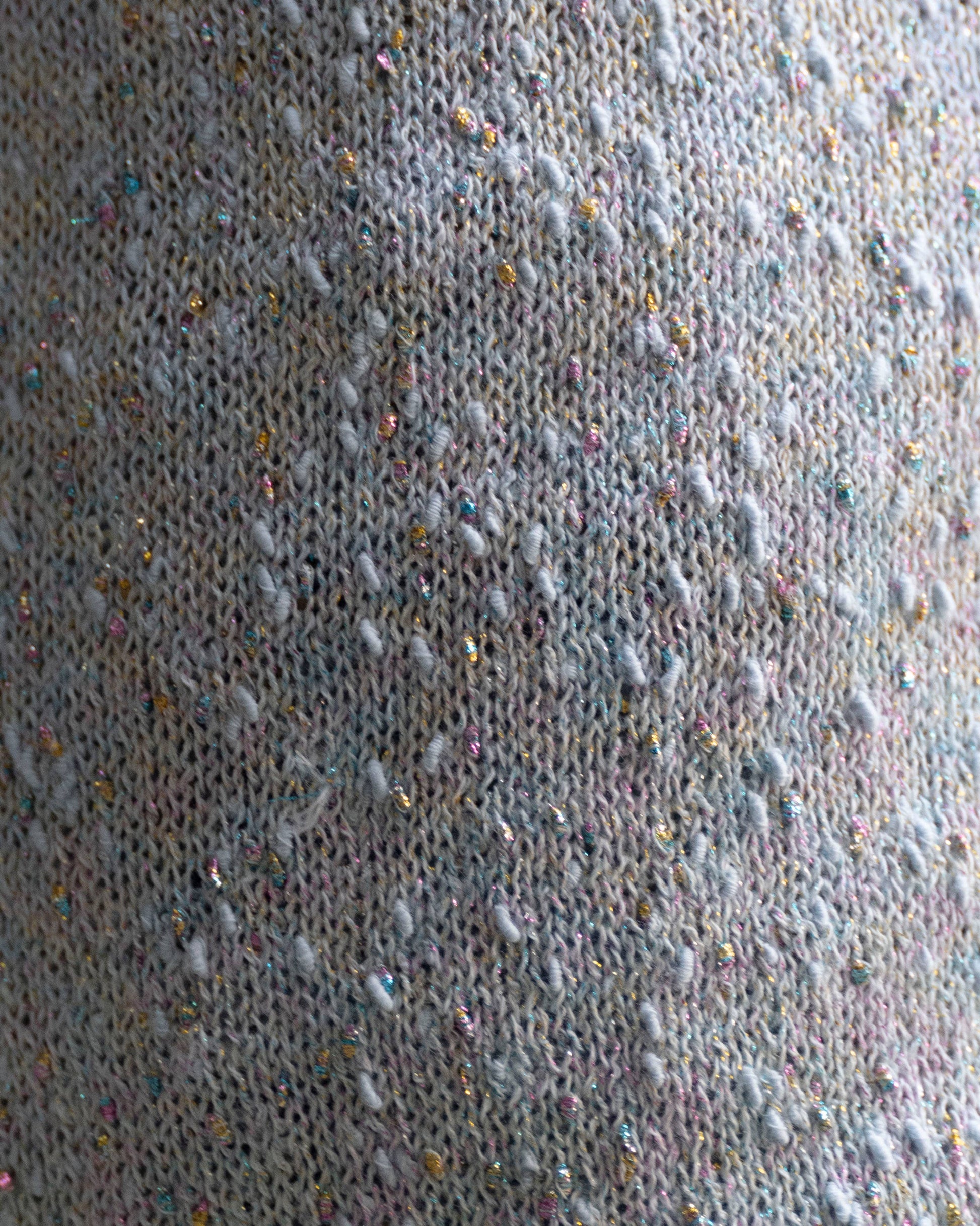 Gilet estivo smanicato effetto tweed glitter