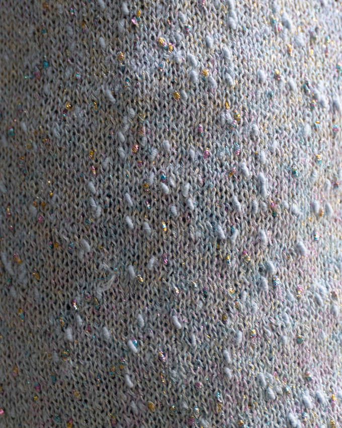 Gilet estivo smanicato effetto tweed glitter