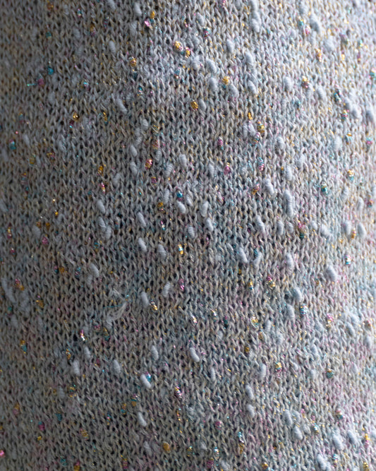 Gilet estivo smanicato effetto tweed glitter